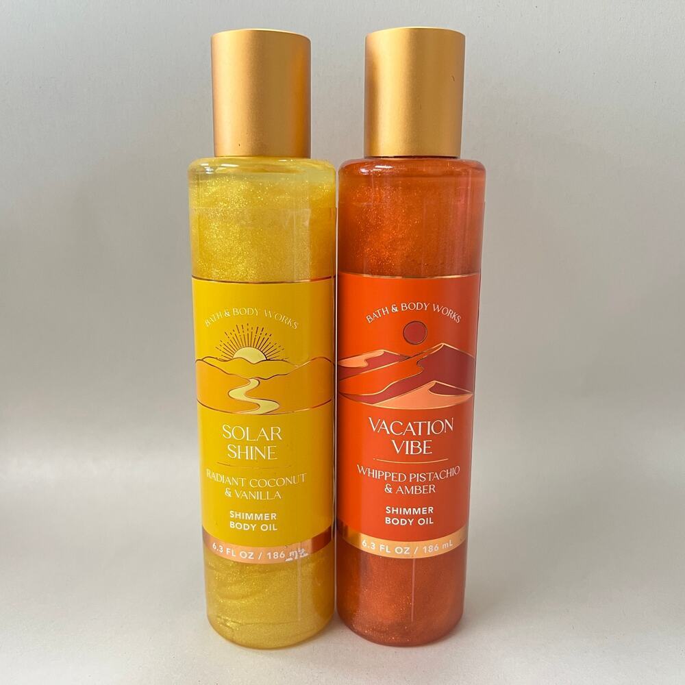 Bath & Body Works Vacation Vibe & Solar Shine Shimmer Body Oil 2 Pack
